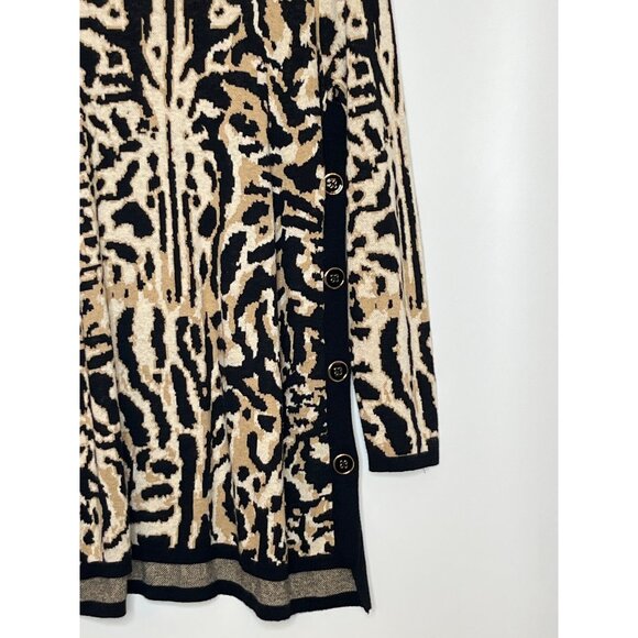Chico's Leopard Print Mock Neck Sweater Tunic Side Button‎ Detail Size 1/ Medium - Picture 3 of 8